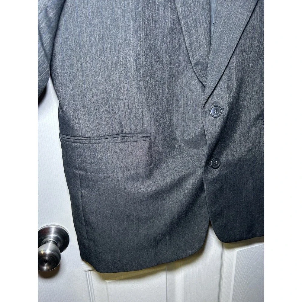 Carlo Briani Vintage Men’s Blazer Dark Grey Light Pinstripe Size 42R